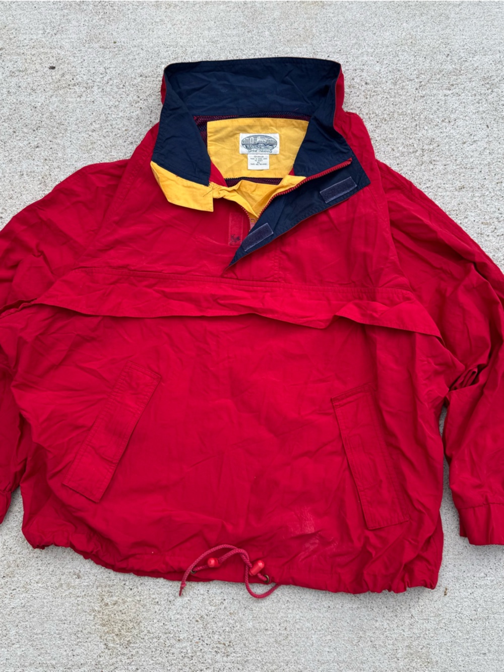 Britches Great Outdoors Red Windbreaker Jacket Men's XL Colorblock Stand-Up Logo
